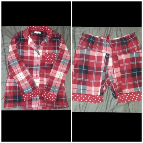 NWOT very soft Carole Hochman pajamas/lounge wear set- plaid and polka-dot - Picture 1 of 8